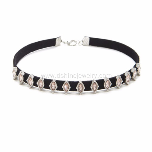 Rhinestone Choker Accessory Black Velvet Necklace For Women